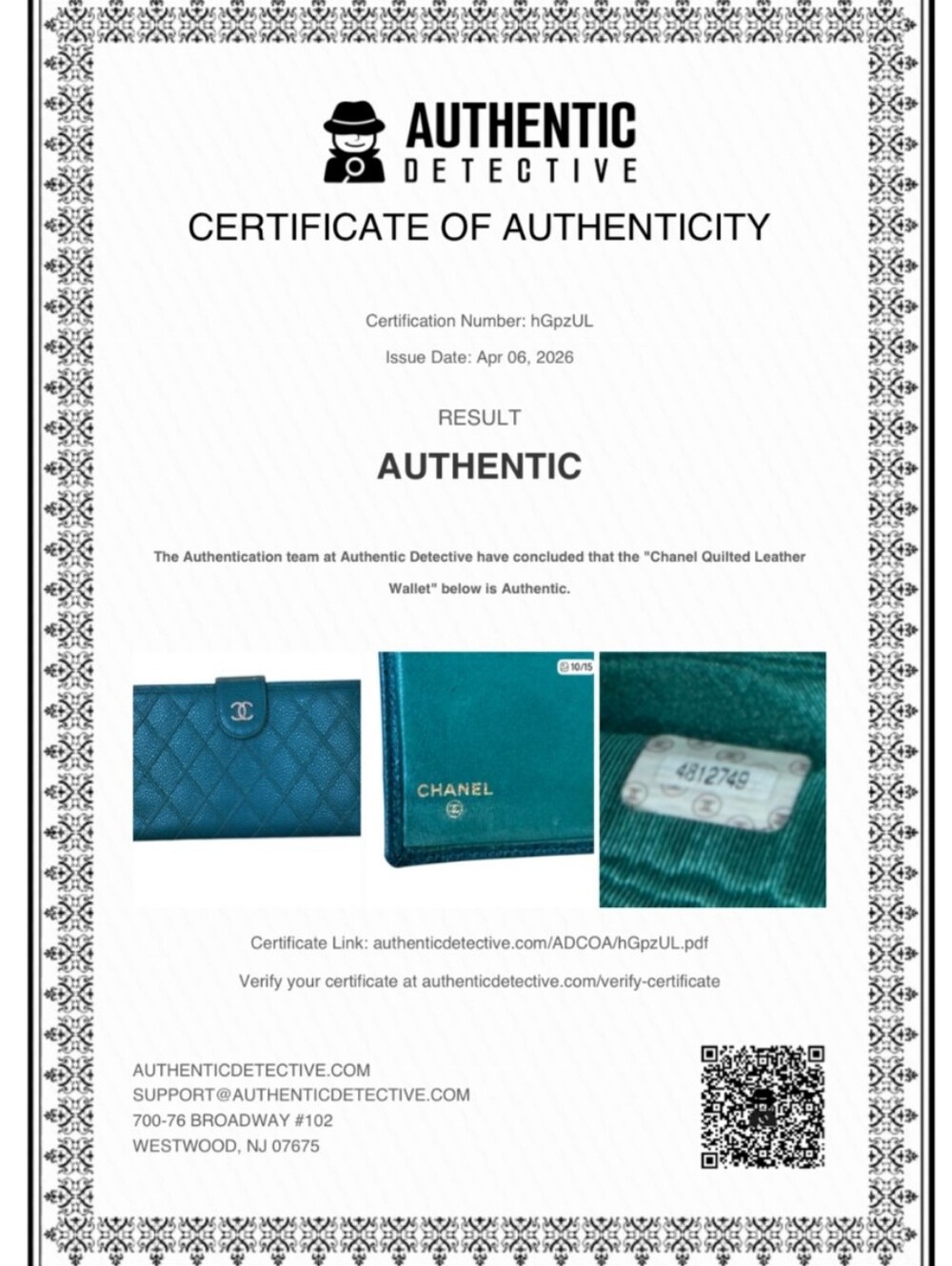 Vintage Chanel Caviar Classic Long Flap Wallet in Emerald Green - WITH COA - Picture 16 of 16